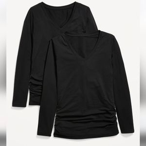 Old Navy MATERNITY Women's Fitted V-Neck‎ Long Sleeve Shirts. Pack of 2. Size L.